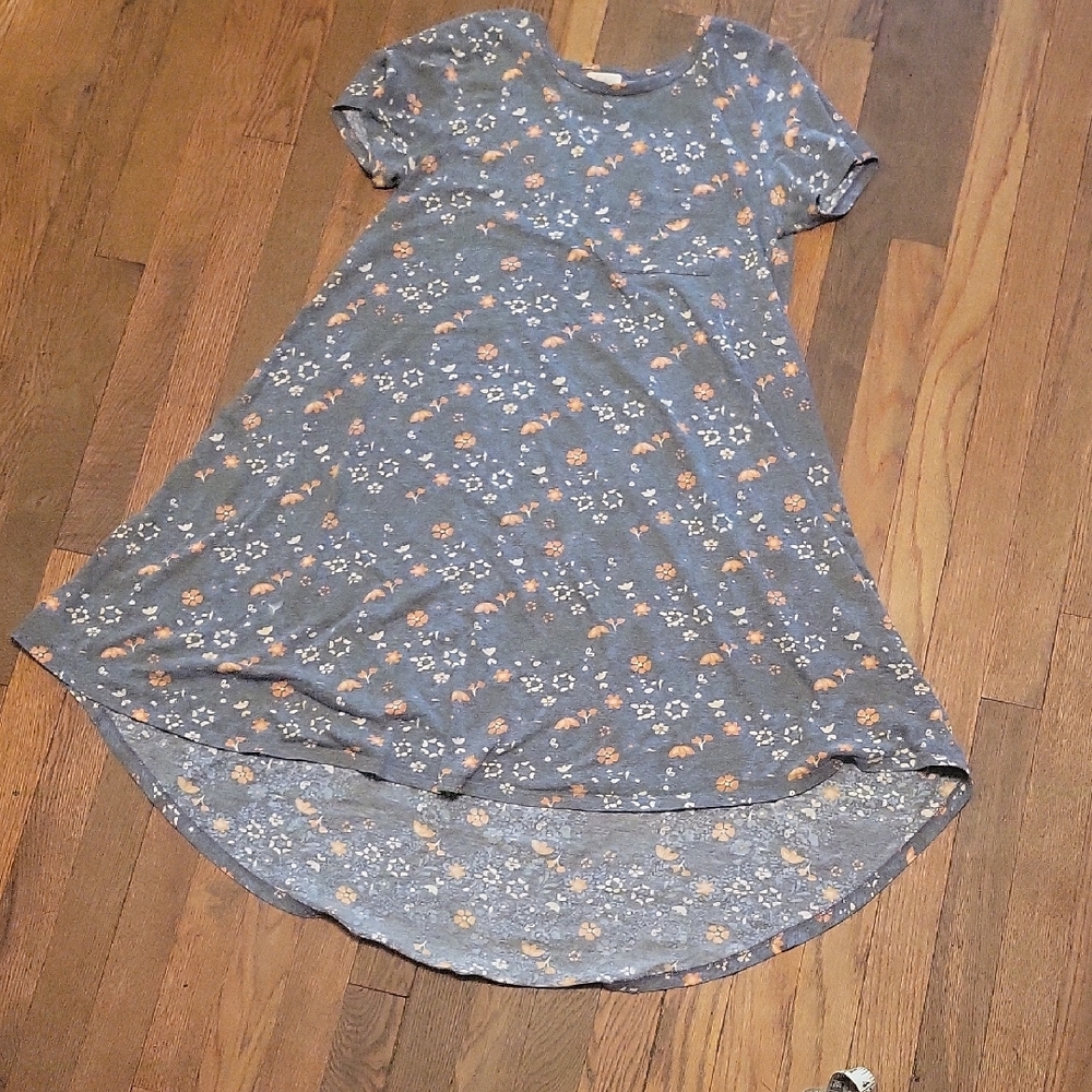 Floral Gray and Orange Dress